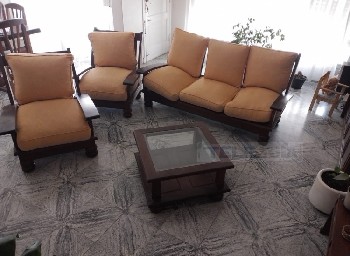 Teleguia Vendo juego de sillones de algarrobo con almohadones en excelente estado Tel.2262566451