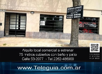 Teleguia Alquilo local comercial a estrenar 75 metros cubiertos con baño y patio Calle 53-2077 Tel.2262-486909