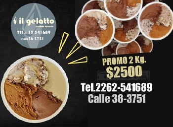 Teleguia Il Gelatto helados - promo 2 kilos $2500 Tel.2262-541689 Calle 36-3751