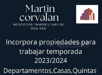 Teleguia Martin Corvalan Negocios inmobiliarios incorpora propiedades para trabajar la temporada 2023/24 Para mas informacion comunicarse al 2262-405490