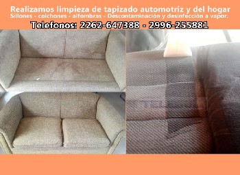 Teleguia realizamos limpieza de tapizado automotriz y del hogar. Sillones colchones alfombras Descontaminación y desinfección a vapor. Telefonos 2262647388 - 2996255881